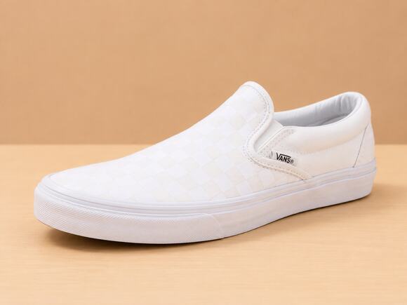 Vans Other - USED Vans Unisex Classic Slip-On (Checkboard) Truewhite/T Skate Shoe 13 Men US